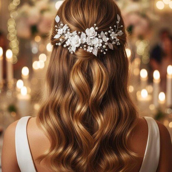 Wedding Hair Vine Pearl Bridal Headpiece Leaf Hair Accessories for Women